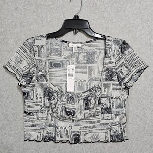 Topshop NEW Tarot Card Top Size 10 Womens Cropped Short Sleeve Blouse